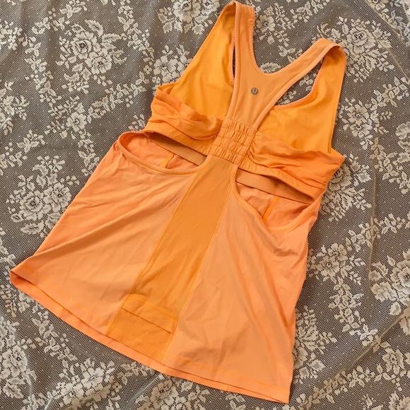 LULULEMON TANGERINE ORANGE TANGERINE CUTOUT YOGA WORKOUT TANK TOP SIZE 8 - Picture 2 of 9